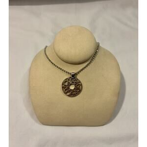Cookie Lee Silver tone Necklace Medallion Round Pendant